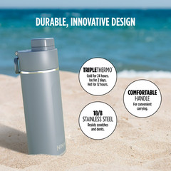 Ninja Thirsti 24 oz Travel Water Bottle, Stainless Steel, Leak Proof, 24 Hours C