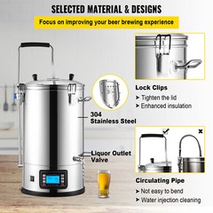 VEVOR Home Beer Brewing Machine Grain Brewing System w/ Circulating Pump 8 Gal