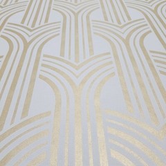 Broadway Arches arthouse trellis lines white yellow gold metallic Wallpaper roll