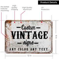Customized With Your Custom Text New Personalized Aluminum Metal Sign 8 x 12″
