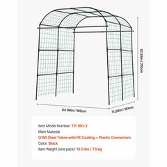 Uimoso Cucumber Trellis U-Shape Arch for Vines Climbing 71.26 x 64.96 x 82.68 in