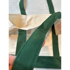 Trader Joe’s 2025 Christmas Green LARGE Canvas Shopping Bag, Off White