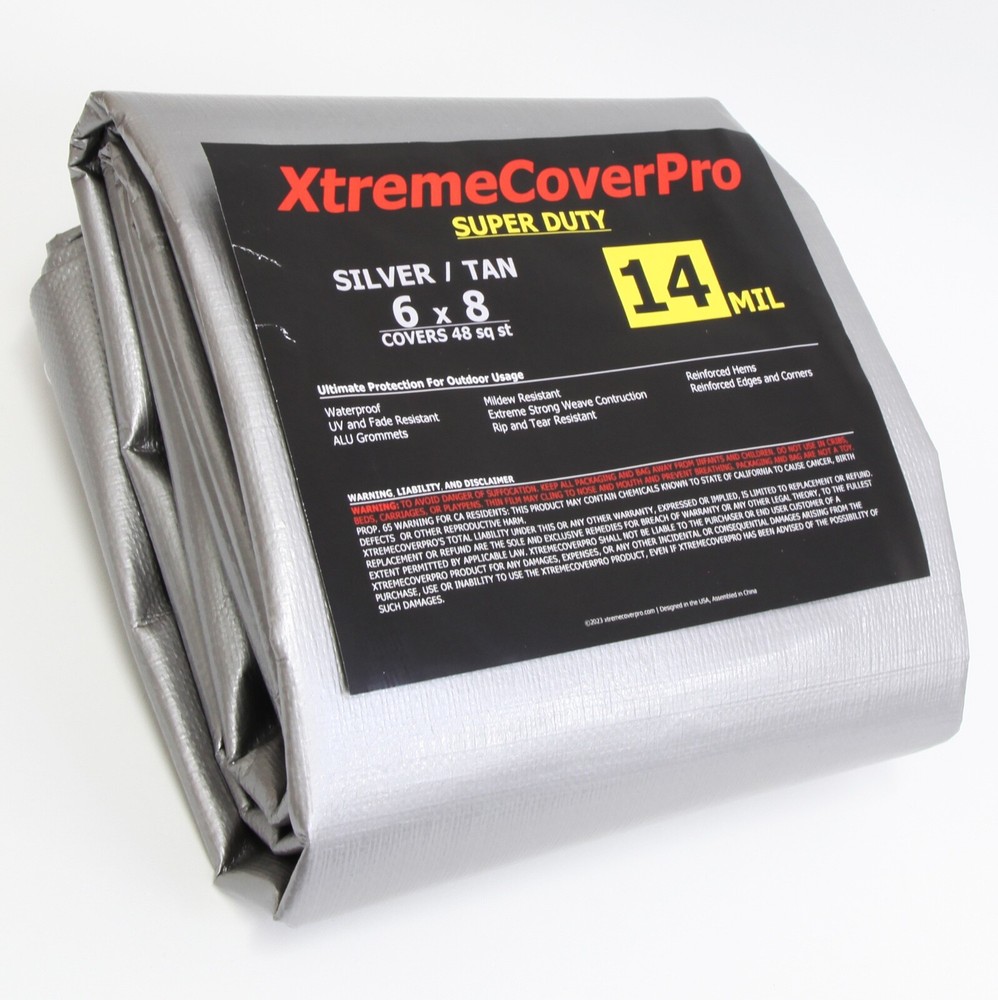 TARP 6′ x 8′ SILVER/TAN 14mil Multipurpose Protective Cover with Grommet
