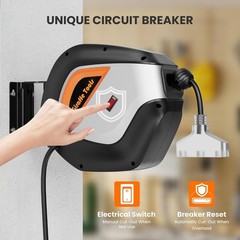 Giraffe Tools 50FT Retractable Extension Cord Reel 14/3AWG SJT Power Cord Reel