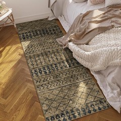 2×6 Machine Washable Runner Rug, Kitchen Hallway Area Rug Brown Black Vintage
