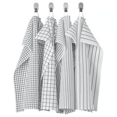 IKEA RINNIG Dish towel, white/dark gray/patterned, 18×24 ” 100 % Cotton Set of 4
