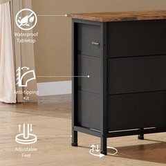 TV Stand for 65, 70, 75 Inch TV 10 Drawer Long Dresser w Power Outlets LED Light