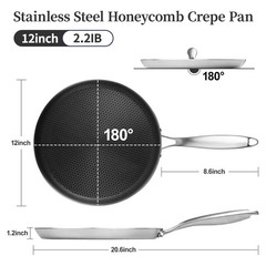 Innerwell Stainless Steel Crepe Pan – 12 Inch Nonstick Crepe Pan, Stainless S…