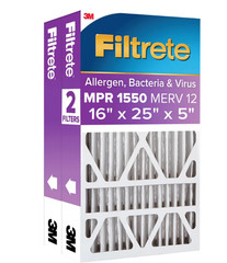 Filtrete Air Filter 5”, MPR 1550 MERV 12, 16″x25″x5″, 2-Pack