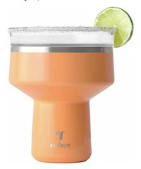 REDUCE Saltini 16 oz Cocktail Tumbler with Lid, Papaya Color