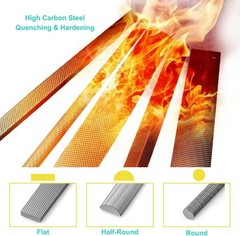 3 Pcs Metal File Set, 8-Inch,Professional High Carbon Steel File, Includes Flat/