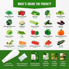 Vegetable Seed Variety Pack: 20 Heirloom Non-GMO Seeds with Plant Markers