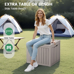 Waterproof 45″ Outdoor Storage Box with Lock, Handles & Bench Seat, Grey