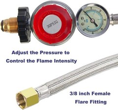 12FT High Pressure Adjustable Propane Gas Regulator Hose Indicator, Stainless