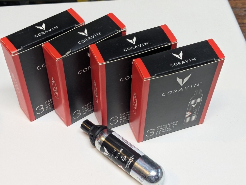 Coravin 1000 Argon Gas Capsules 12 total in 4 packs of 3