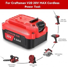 2PACK 20Volt For Craftsman V20 8.0Ah Li-ion Battery CMCB204 CMCB202 /Charger