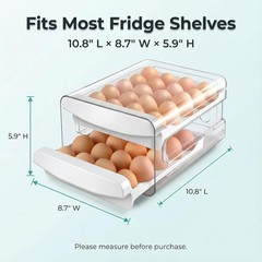 Zagtag Egg Holder for Fridge 2 Tier 40 Egg Organizer Clear Storage Tray