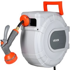 VEVOR Retractable Garden Hose Reel 1/2 in x 50 ft Wall Mount 9-Function Nozzle