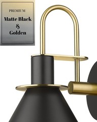 Black & Gold 1-Light Metal Cone 9.8in Shade Wall Sconce (Set of 2)