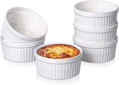 Ramekins 12 Oz Oven Safe, Creme Brulee Set, 6 PACK Porcelain Souffle Dish for Ba