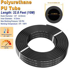 Air Line Tubing Kit,1/4″ Air Hose,1/4″ (6.35MM) OD 32.8FT Polyurethane PU Air Ho