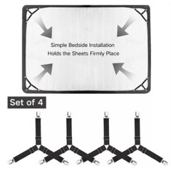 4Bed Sheet Fasteners Adjustable Elastic Suspenders Straps Mattress Covers Clips