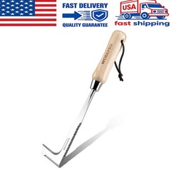 WORKPRO 12″ Crack Weeder Tool with Wooden Handle L-Shaped Side-Walk Weed Puller
