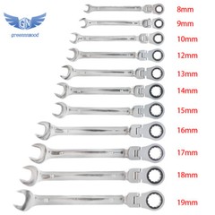 12pc Metric Flexible Head Ratcheting Wrench 8-19mm Combination Spanner Tool Set