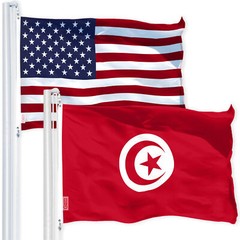 USA American Flag & Tunisia Tunisian Flag 3x5FT Combo Printed Polyester By G128