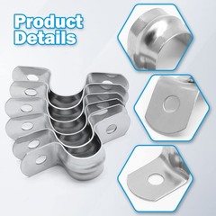 50 Pcs 1/2″ Stainless Steel Pipe Strap Clamps Two Hole Strap for Conduit Cables.