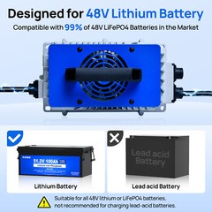 DC HOUSE Pro Metal Case 48V 100Ah Lithium Golf Cart Battery with 18A Charger