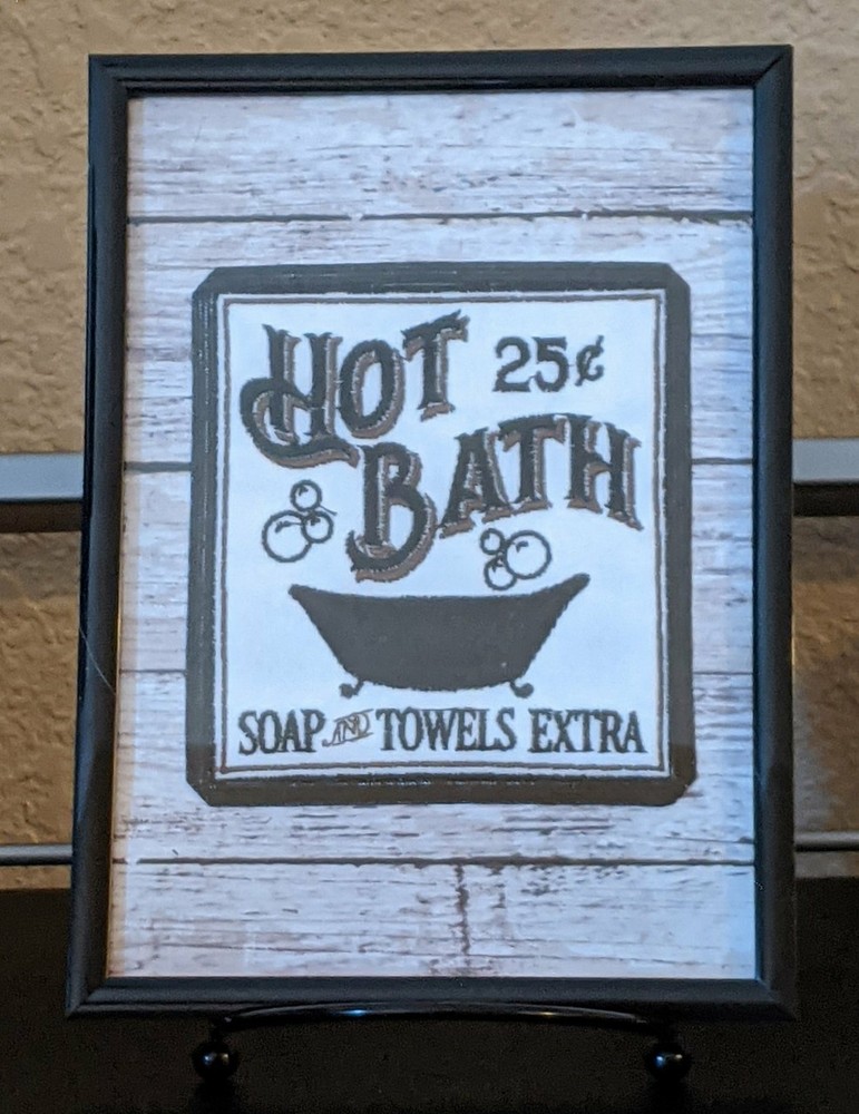 Hot Bath 25 Cents-Machine Embroidered & Framed Picture