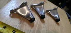 NOS VTG Lot 3 Satin Nickel Wall Door Stops Heavy Duty Commercial Rubber Bumper