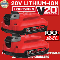 2PACK 20Volt For Craftsman V20 8.0Ah Li-ion Battery CMCB204 CMCB202 /Charger