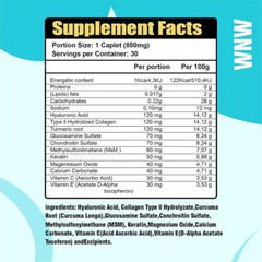 1 bottle New Hyaluronic-Acid 30 Caplets 850 mg Replenish energy