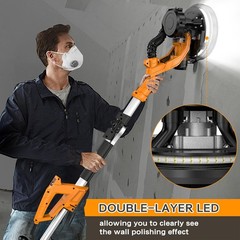9″ Drywall Sander 750W Pure Copper Motor Auto Vacuum Foldable LED 110V US Plug