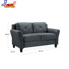 Harvard 58 In Dark Gray Microfiber 2 Seat Loveseat with Round Arms FREE SHIPPING