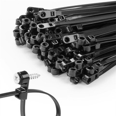 100Pc Nylon Cable Ties with Screw Hole Car Accessory Fixed Head Cable Ties