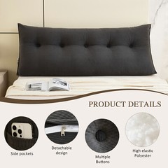 Corduroy Bed Wedge Pillow Headboard Bolster Back Rest Cushion Pillow f Sofa Bed