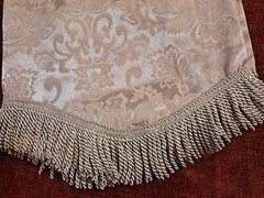 JCPENNY Wave Valance Tan Light Brown Silver Scroll Fringe Rod Pocket 24×54 1pc