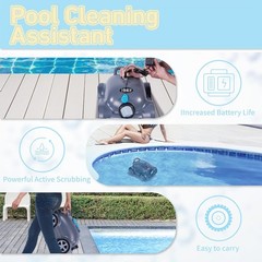 Cordless Wall Climbing Robotic Pool Cleaner for 2200 Sq Ft In-Ground Pools