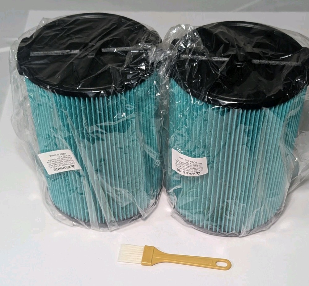 (2) VF5000 Pleated Shop Vac Filter fits Ridgid 5-20 Gal w/Foam Sleeves