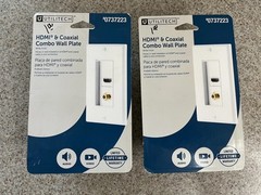 Lot (2 )Utilitech HDMI & Coaxial Wall Plate 2-Gang White Plastic Duplex 0737223