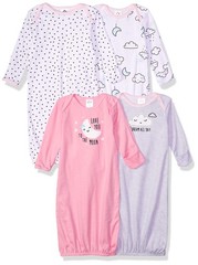 GerberBaby Girls4-Pack Sleeper GownClouds0-6 Months