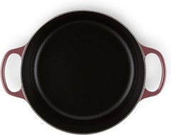 Le Creuset Cocotte Ronde 24cm Fig Cast Iron Silver knob France 4.2L New