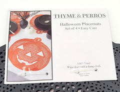 Thyme & Perros Halloween Placemats Set of 4 15.5 in x 15.5 in Easy Care