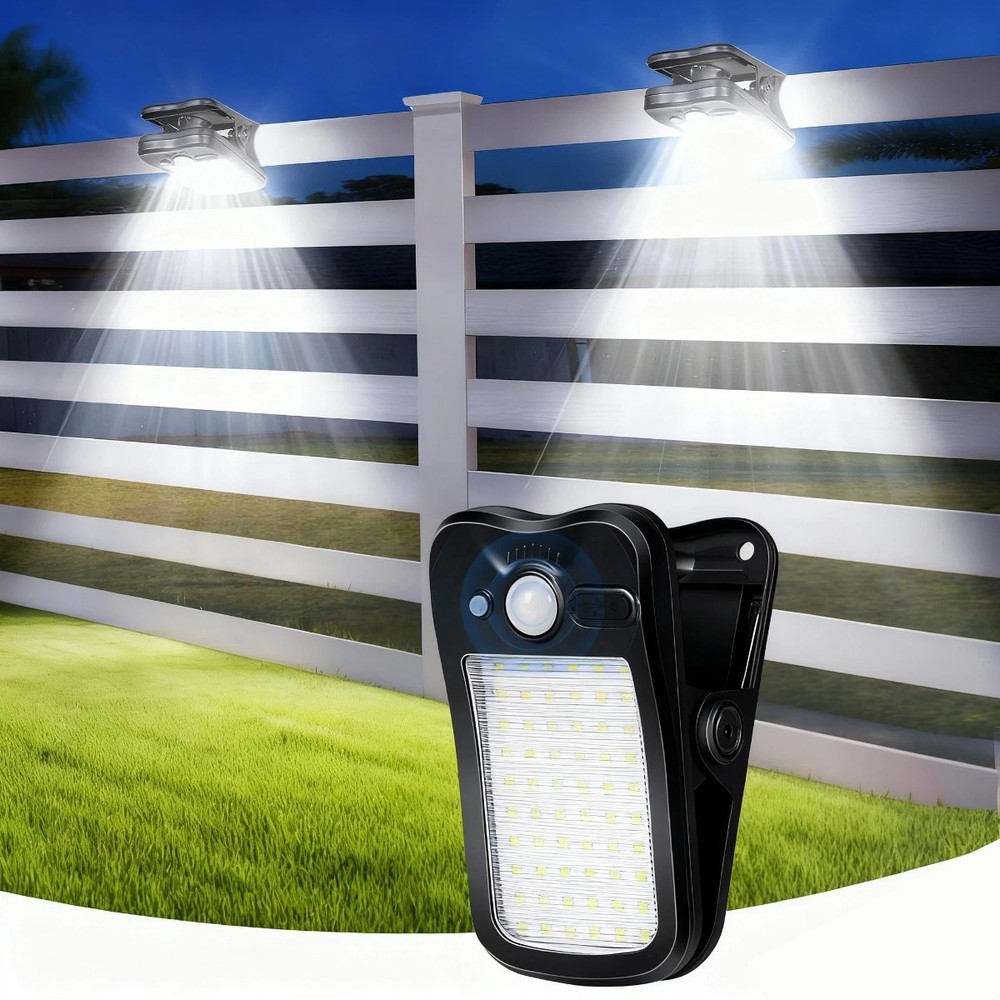 Clip on Solar Lights for Fence, 3 Modes Solar Motion Lights Outdoor Waterproof