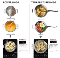 Portable Induction Cooktop Countertop Burner Touch Timer 1800W Black