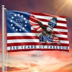 250 Years Anniversary Freedom 4th July Eagle US Flag (24*36 /36*60/ 48*72 Inch)