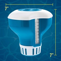 U.S. Pool Supply 7″ Pool Floating Chlorine Chemical Dispenser with Thermometer